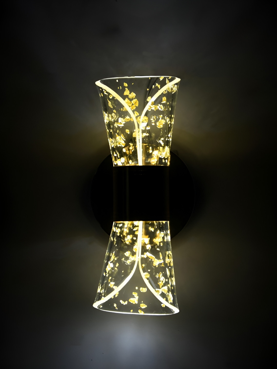 GAUVIK Gold-Toned Printed Acrylic Abstract 3 Different Color Mode Changing Led Wall Lamp