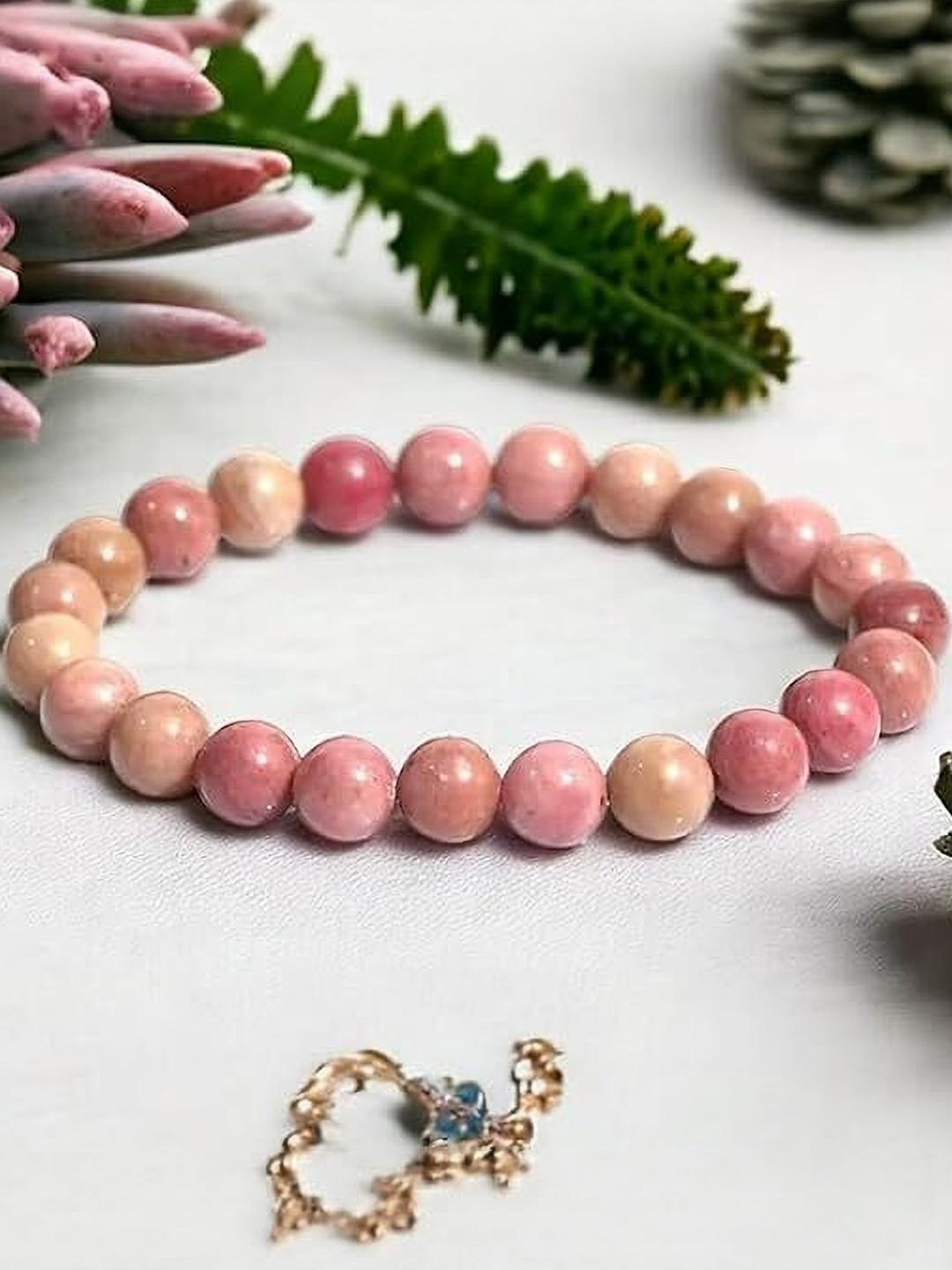 VIBESLE Unisex Rhodochrosite Beaded Bracelet