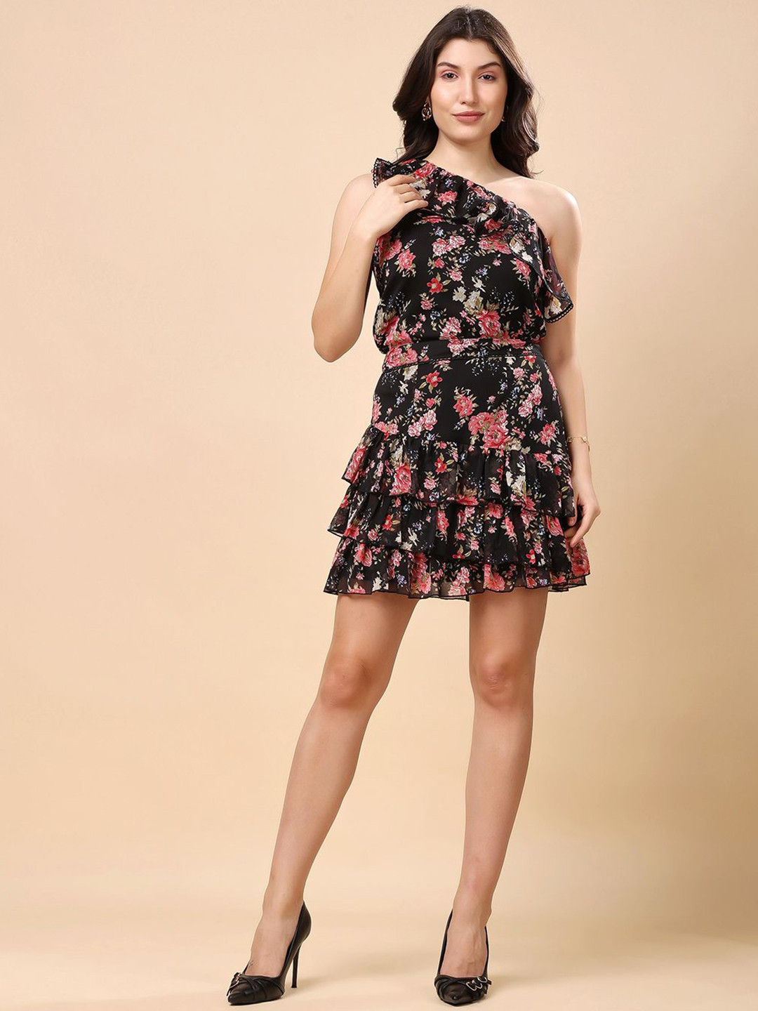 T TRYON ULTIMATE Floral Printed Top & Skirt Co-Ords Set