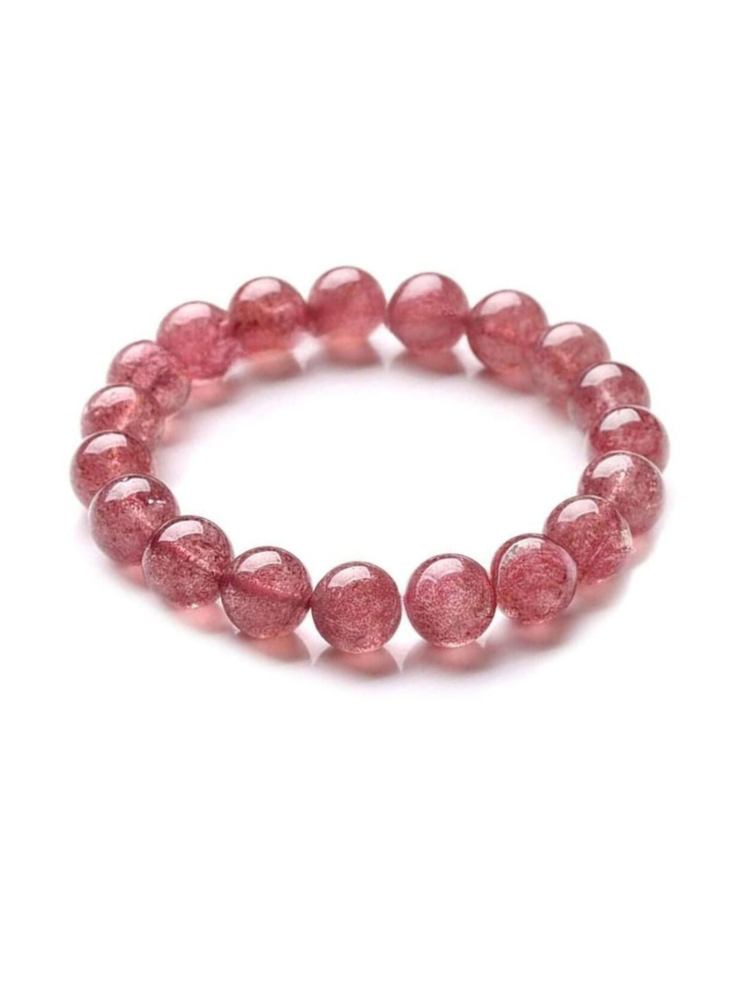 VIBESLE Unisex Elasticated Pink Beaded Bracelet