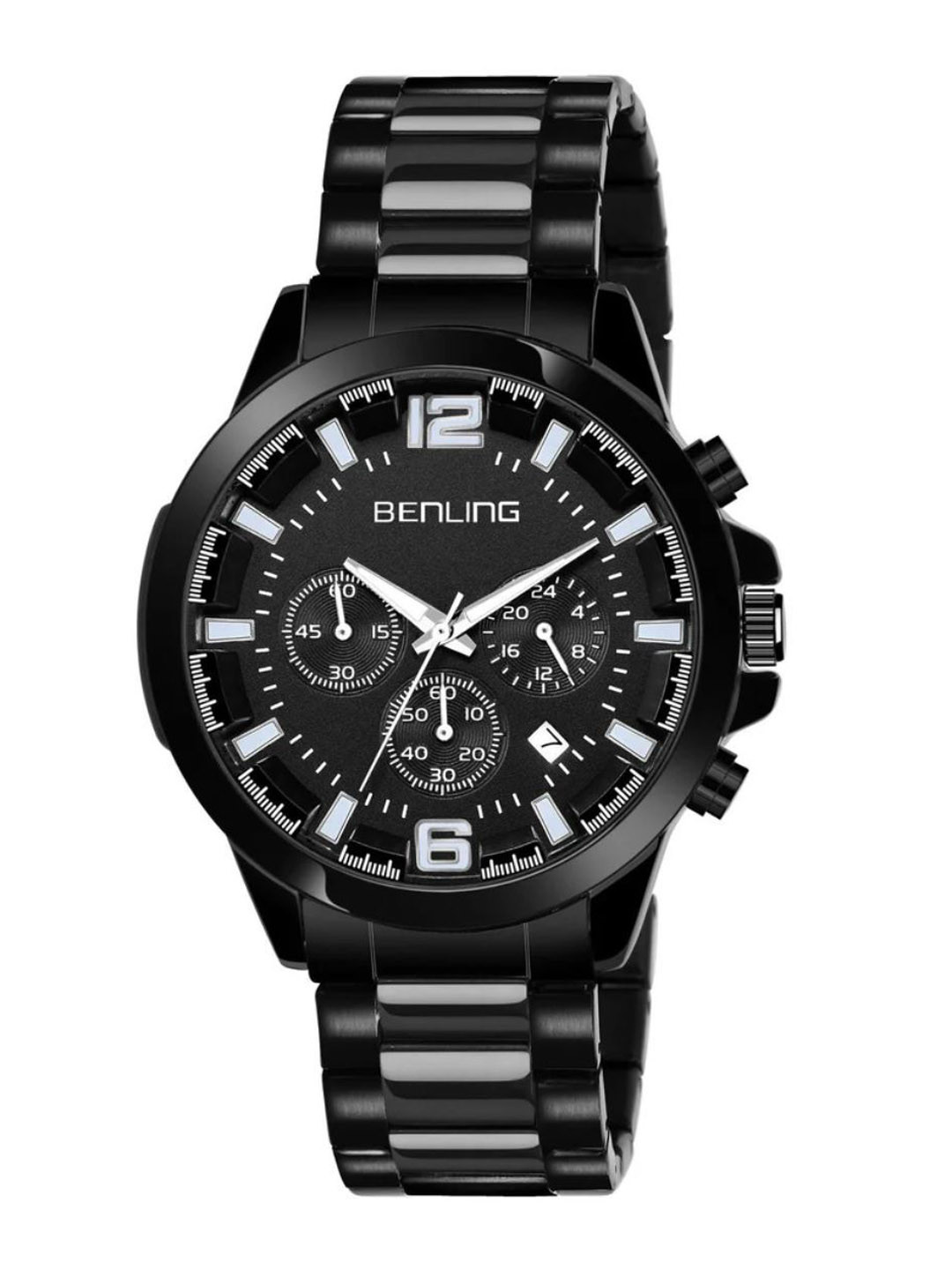 BENLING Men Velocity Skeleton Dial & Stainless Steel Straps Analogue Watch BL-1010-BLK
