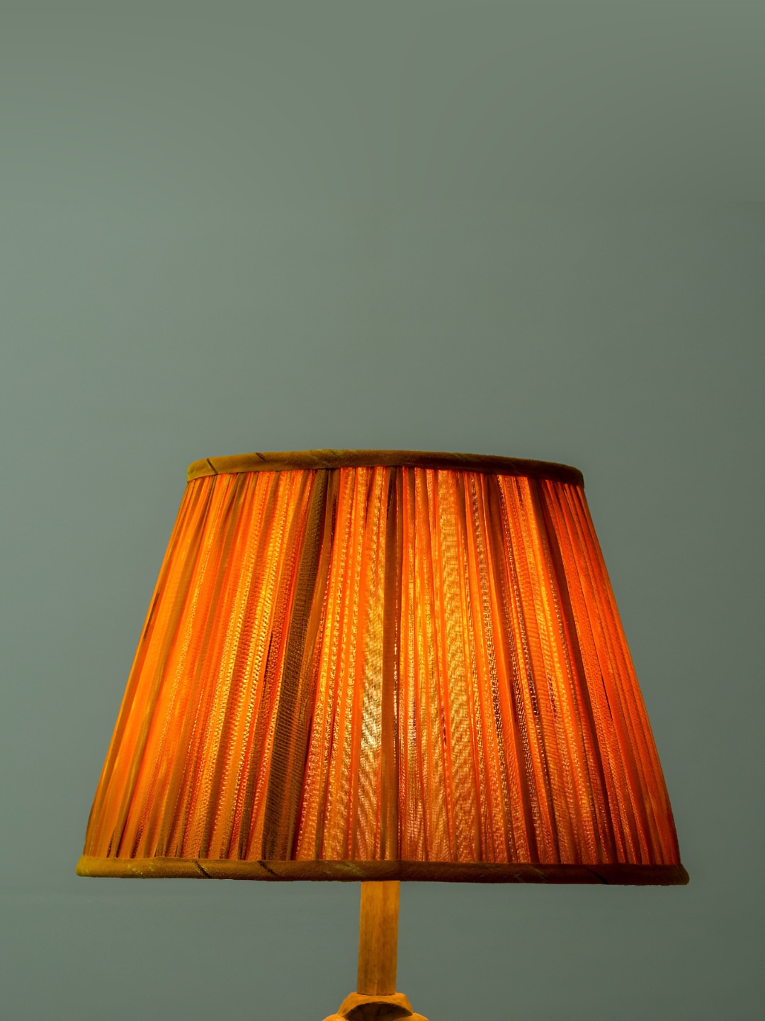 Inara Orange Colored & White Printed Metal Contemporary Frustum Shaped Table Lampshade