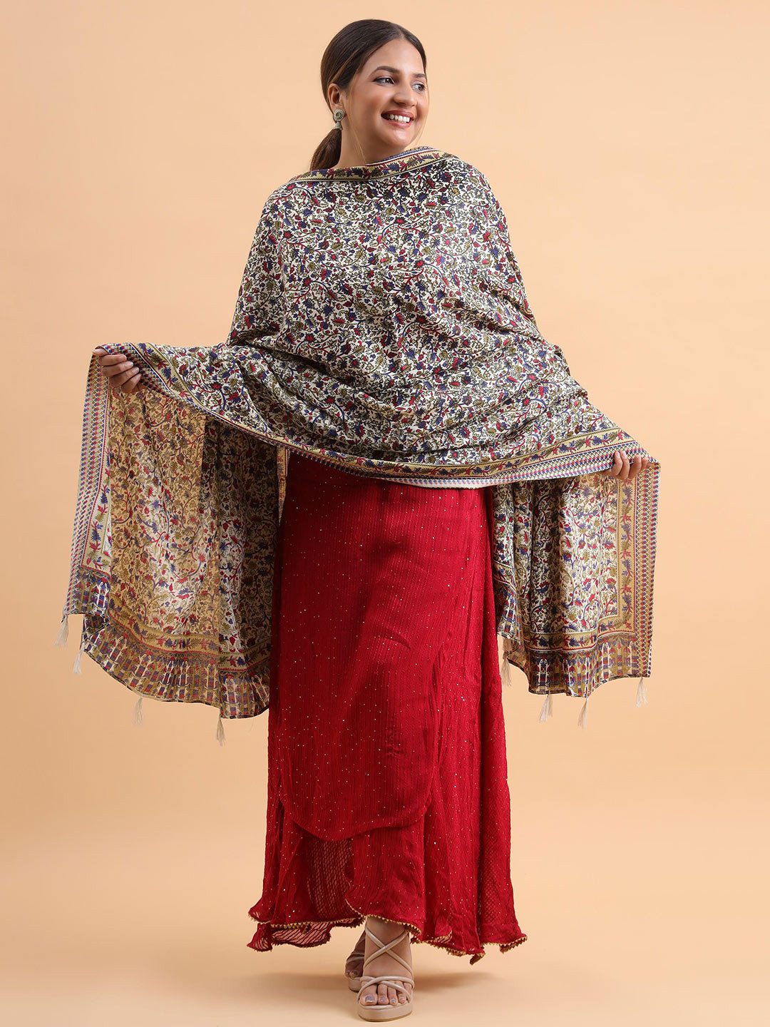 Moda Chales Garden Heritage Floral Printed Pure Cotton Dupatta