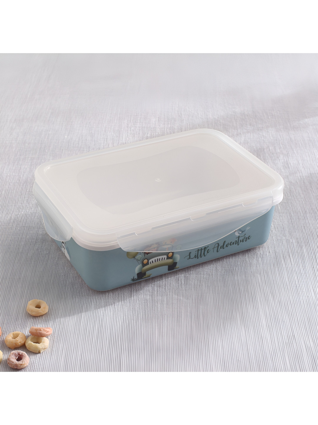 Home Centre Slate Kids Blue & White Safari Printed Melamine Lunch Box 800 ml