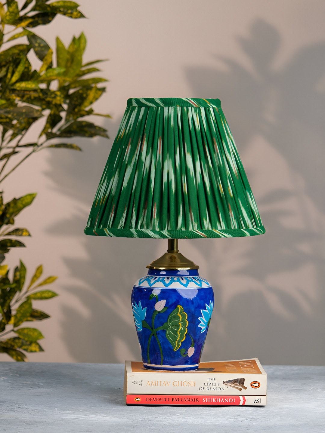 Inara Green & White Ikat Printed Frusturical Shaped LampShade