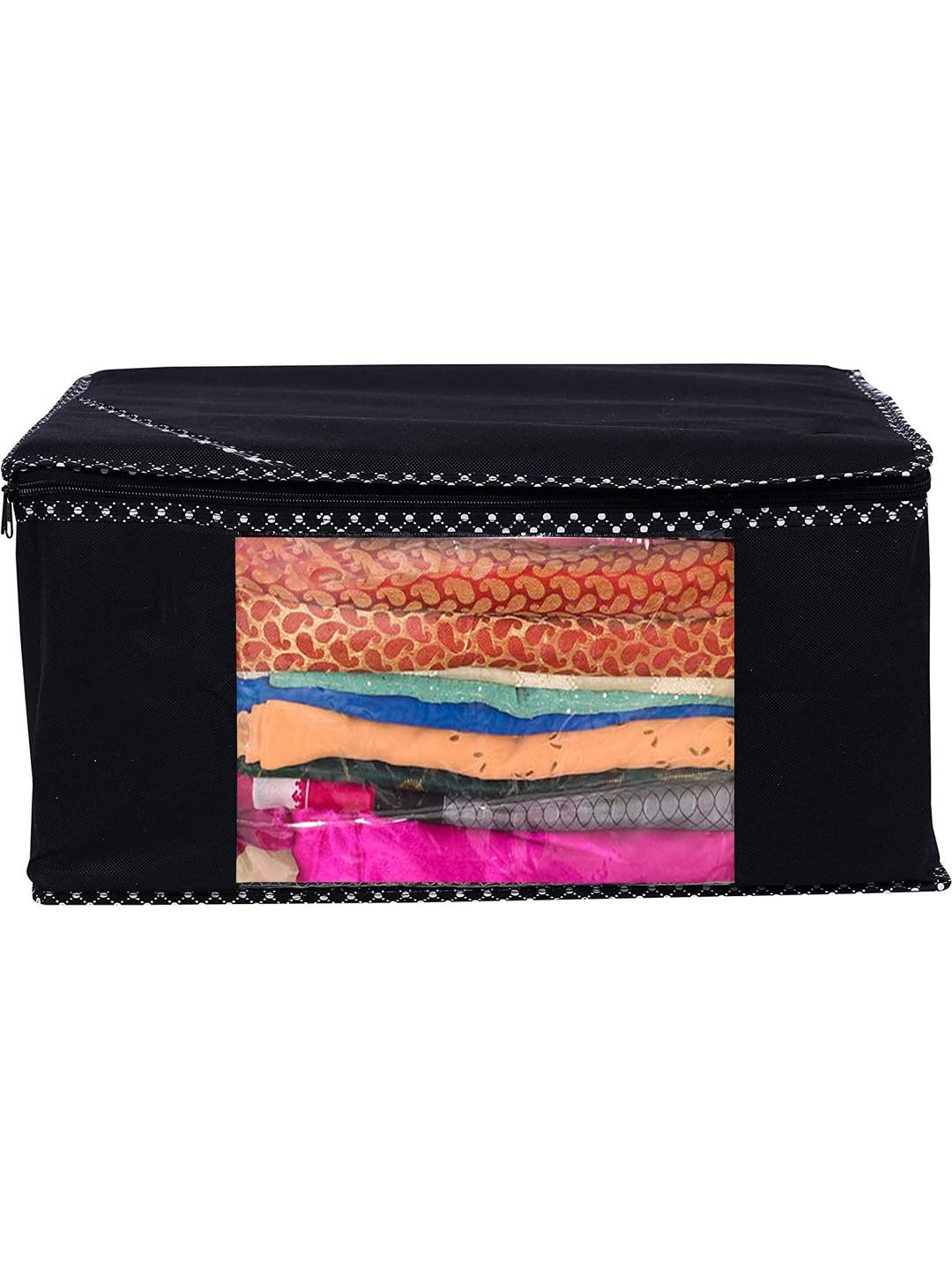 BB BACKBENCHERS Black Plastic Saree Cover Storage Bag With Transparent Organisers