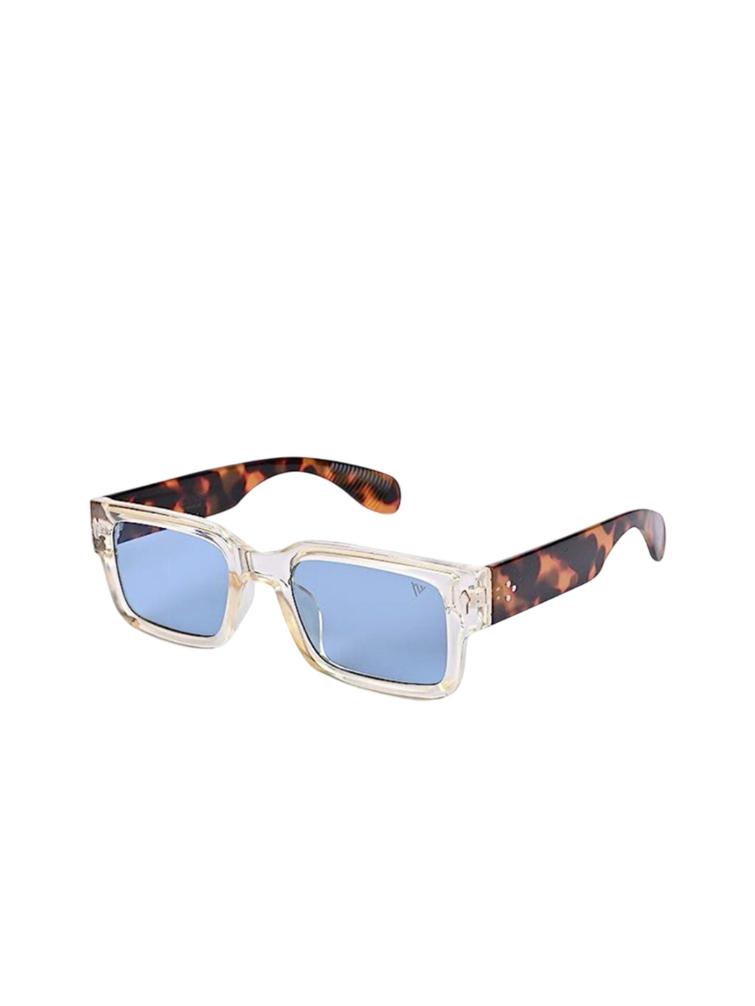 EYENAKS Unisex Blue Lens & Brown Square Sunglasses