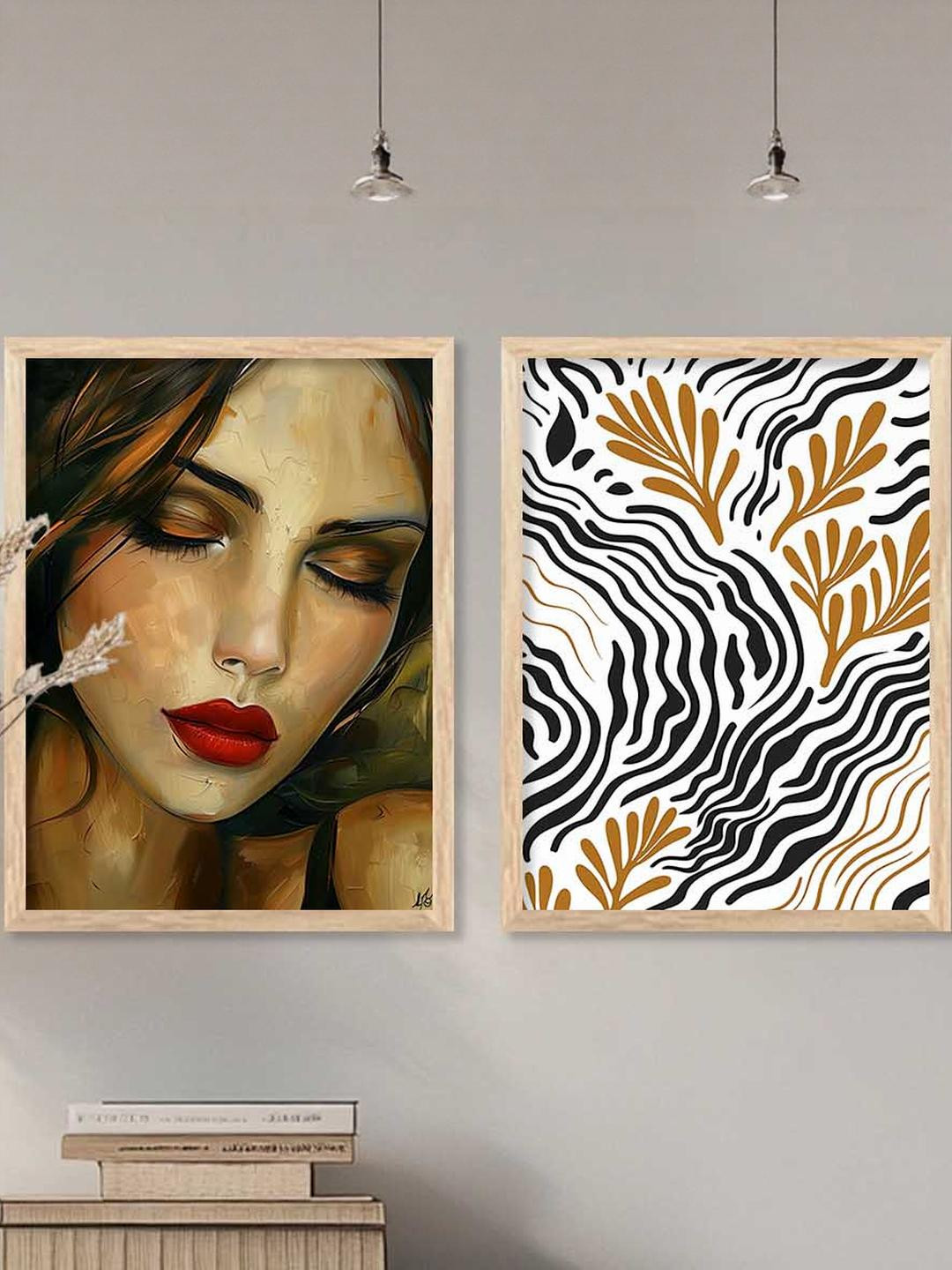 WALLLANE Set of 2 Modernl Wall Art Poster With Frame