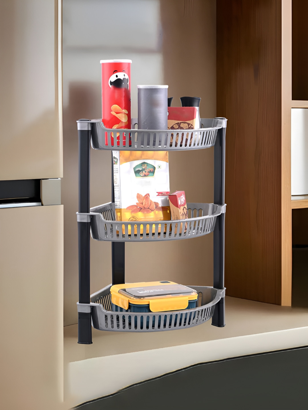 RUBOXA Silver-Toned & Black Kitchen Multi-Utility Organisers