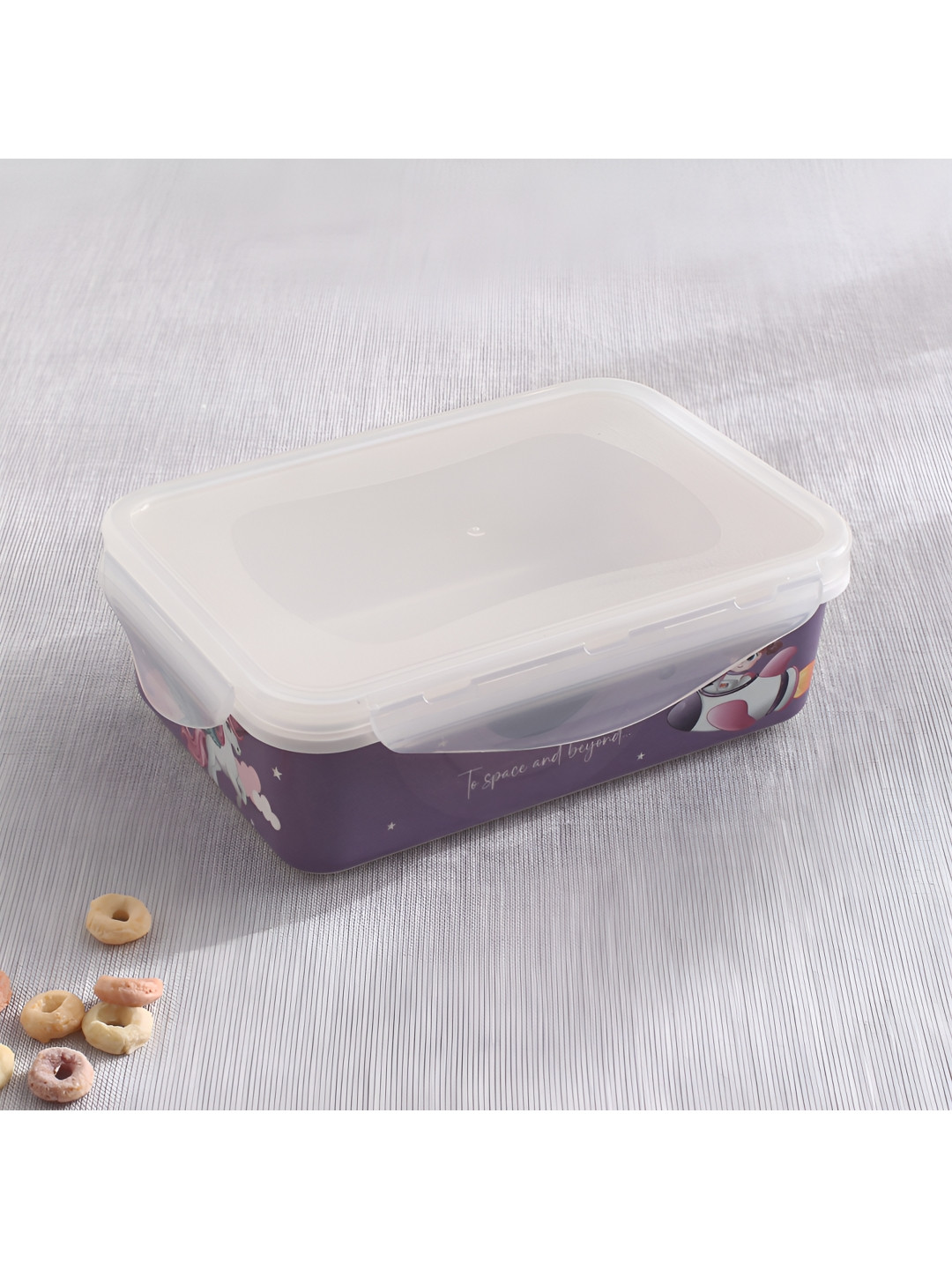 Home Centre Slate Kids Purple & White Melamine Printed Lunch Box 800ml