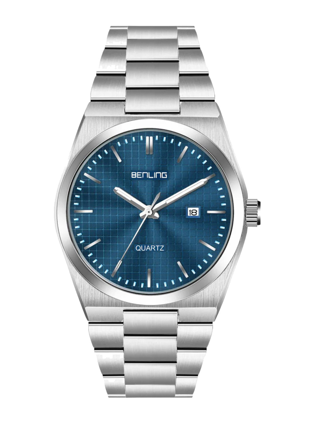 BENLING Men Round Dial & Stainless Steel Bracelet Style Analogue Watch BENL-0014-BLUE