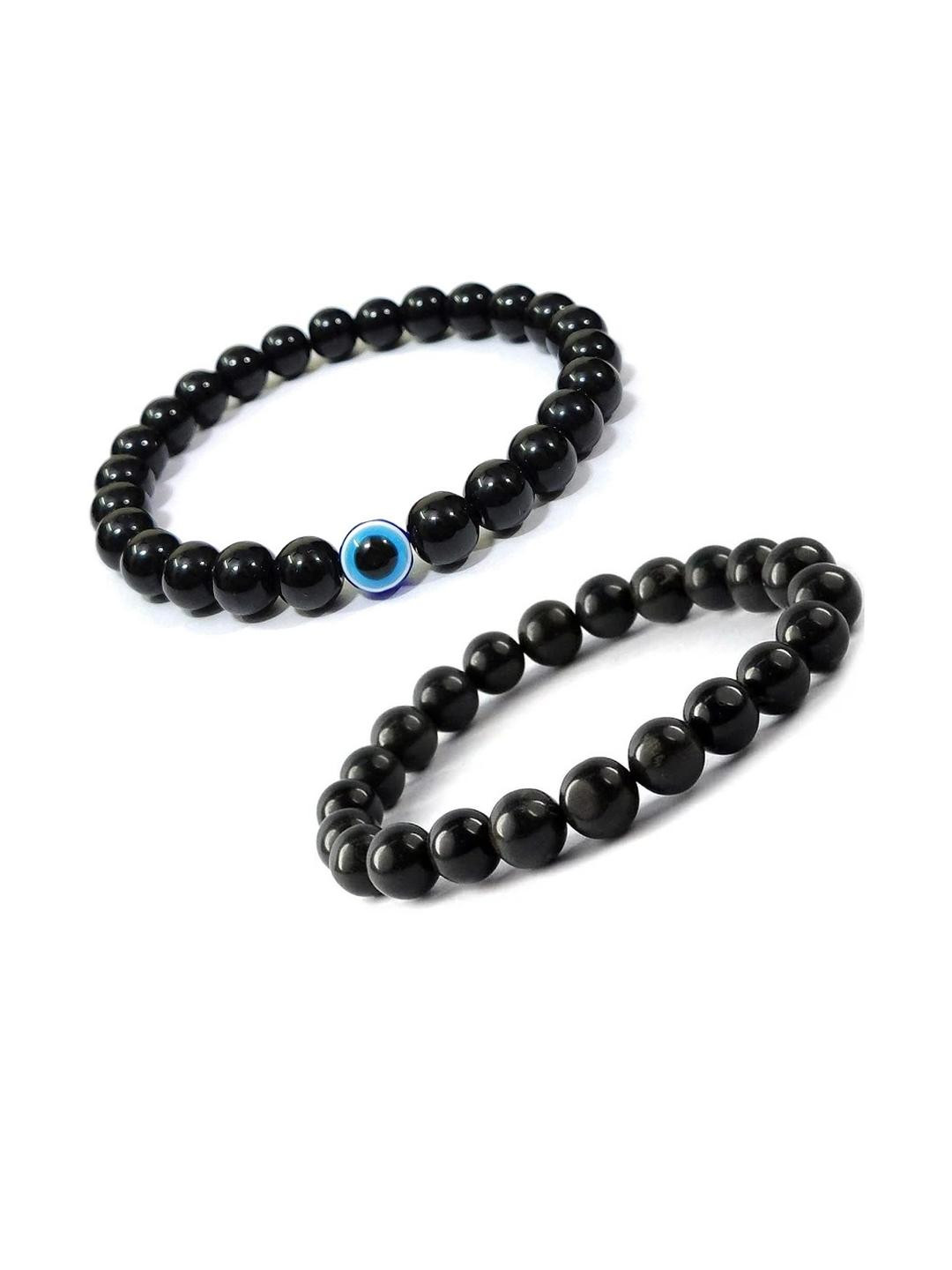 Inites Unisex Set Of 2 Artificial Beaded Elasticated Bracelet