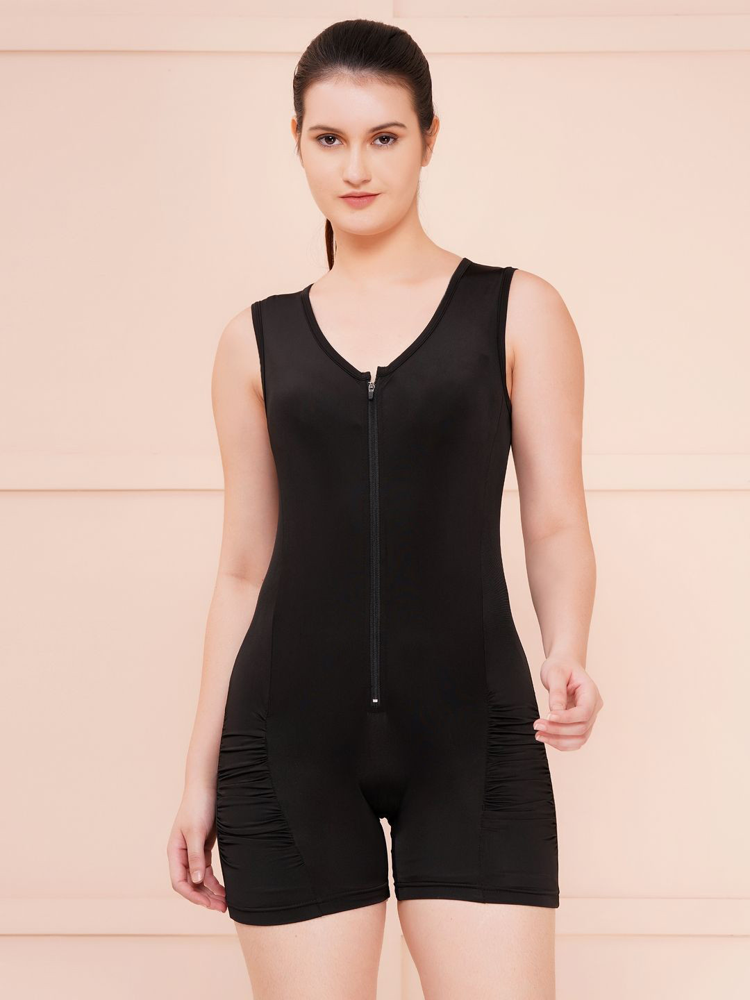 Brauch Round Neck Front-Zip Full-Coverage Legsuit