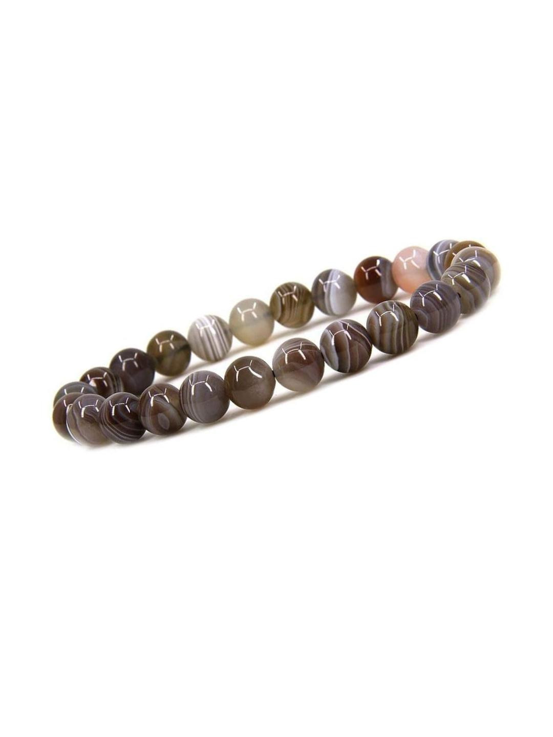 VIBESLE Adults Botswana Agate Brown Crystal Bracelet