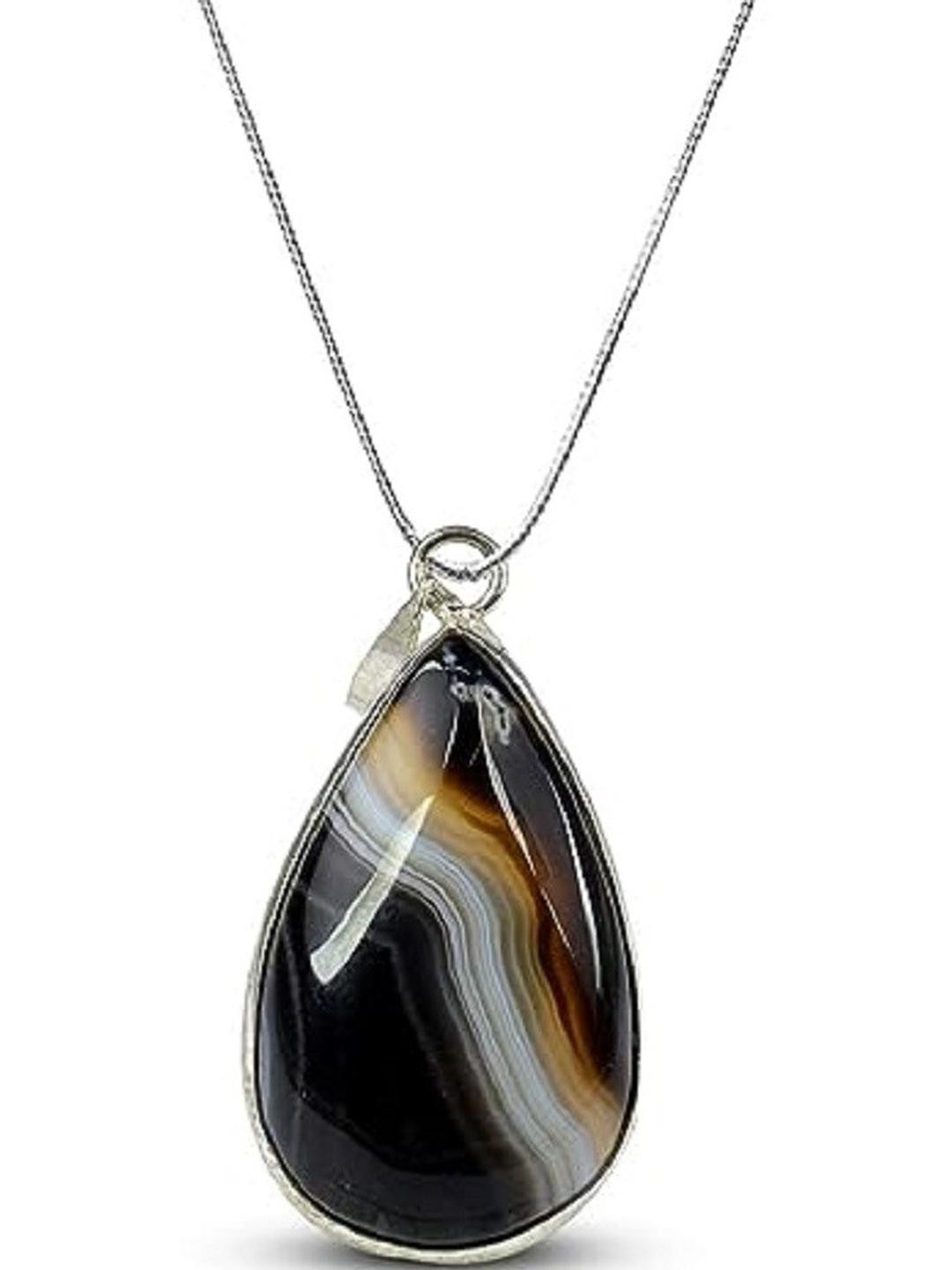 AURRA STORES Hakik Drop Shape Silver-Plated Pendants