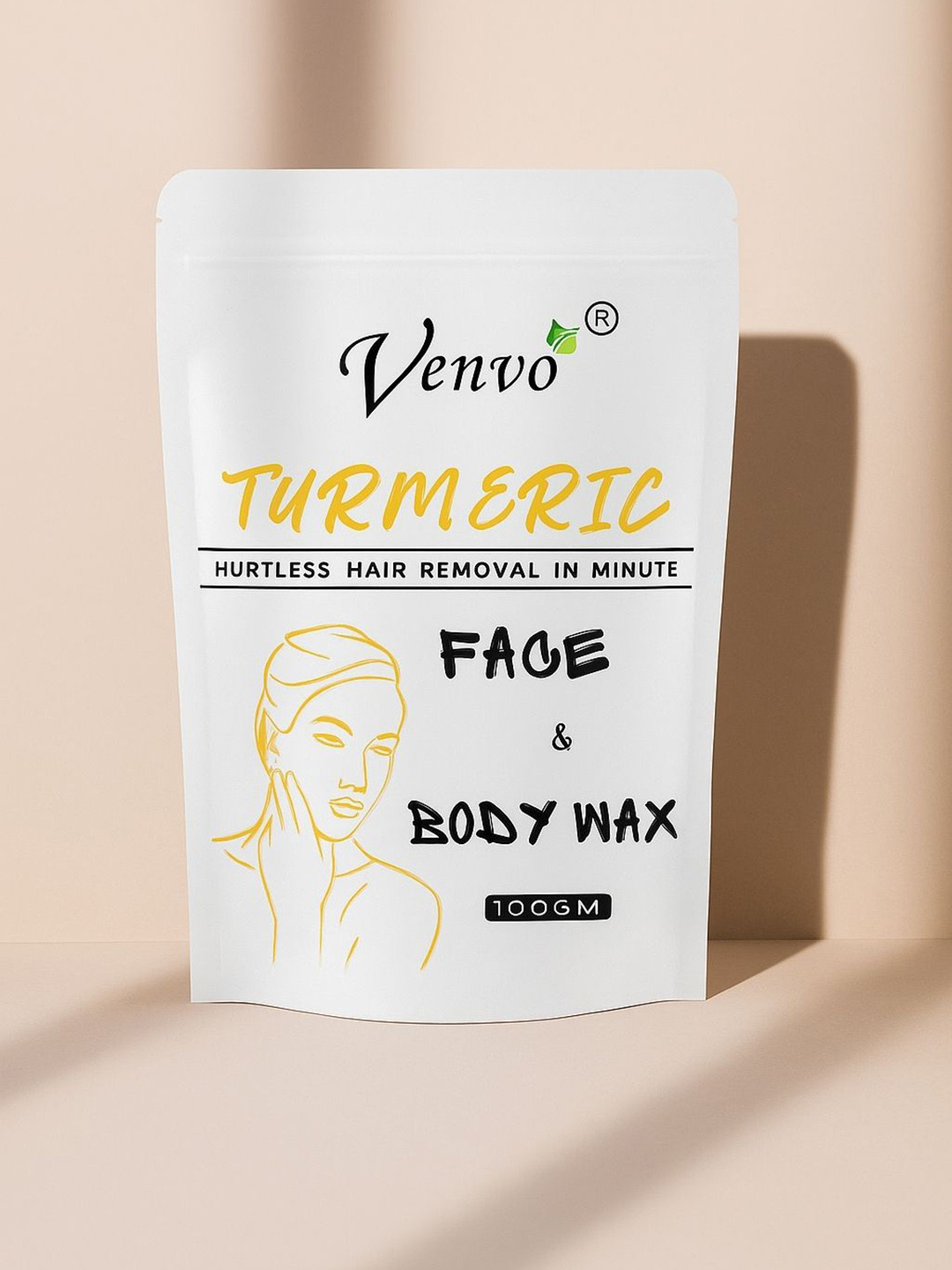 VENVO Face & Body Turmeric Wax Powder With Brush- 100 g