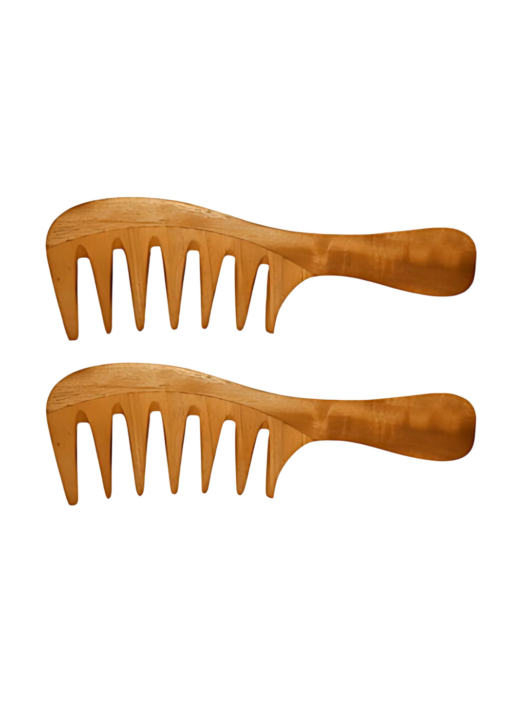 RUFIYS Set Of 2 Curly Hair Detangler Wide Tooth Neem Wooden Comb