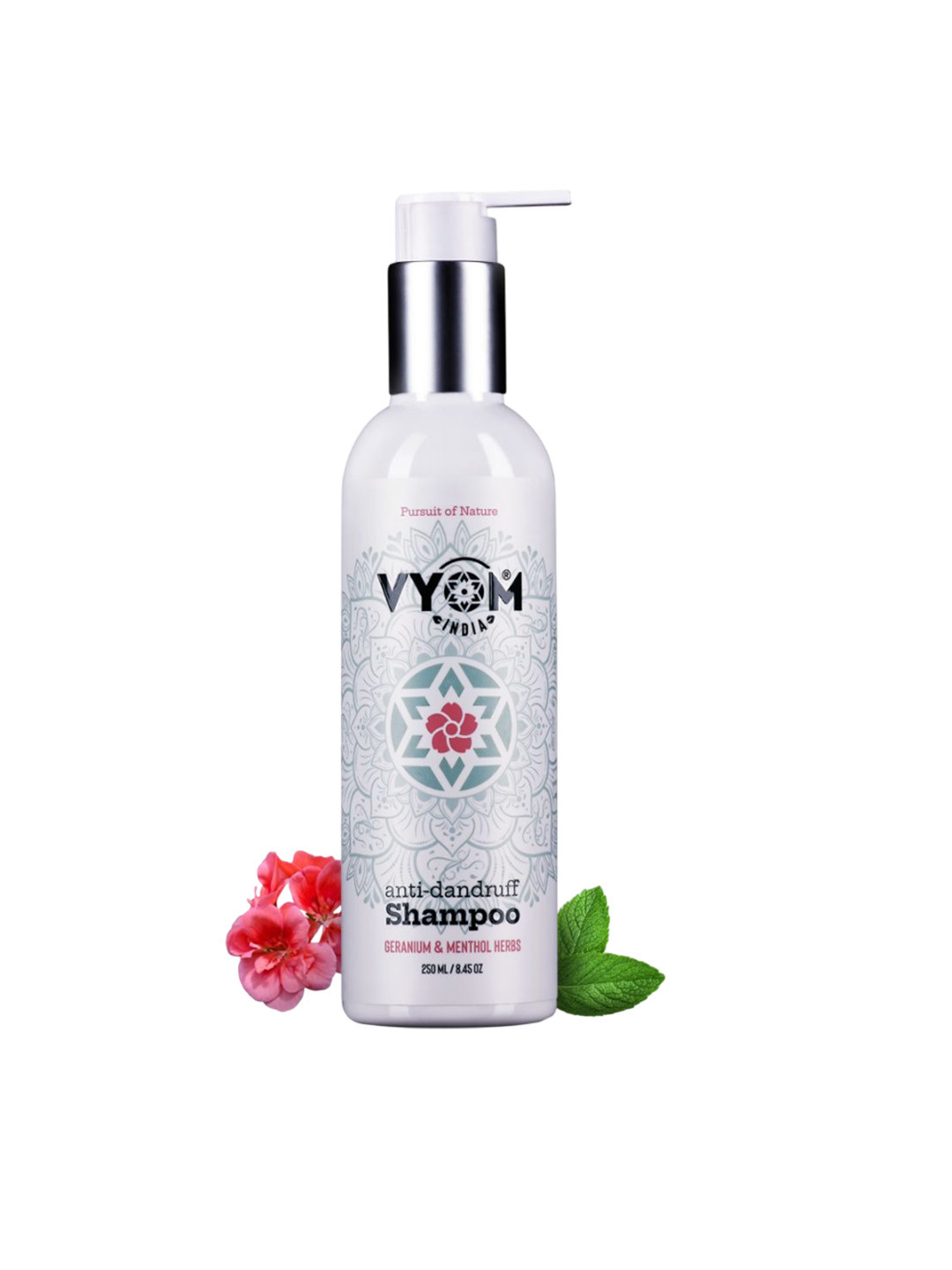VYOM INDIA ORGANICS Anti Dandruff Shampoo With Geranium & Menthol - 250 ml