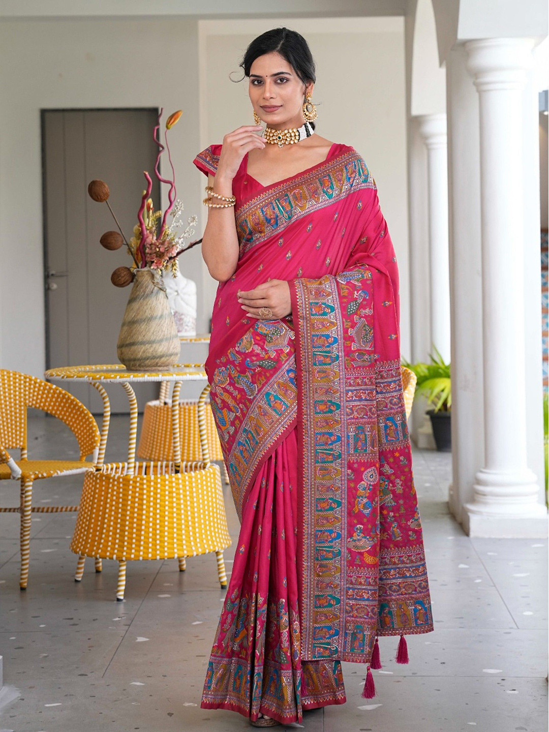 Pandadi Saree Pashmina Silk Sarees With Paithani Border