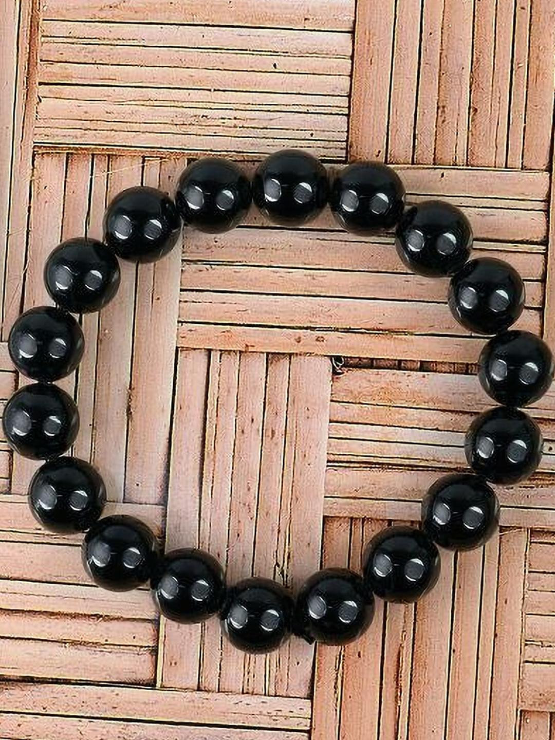 VIBESLE Black Tourmaline Crystals Beaded Elasticated Bracelet