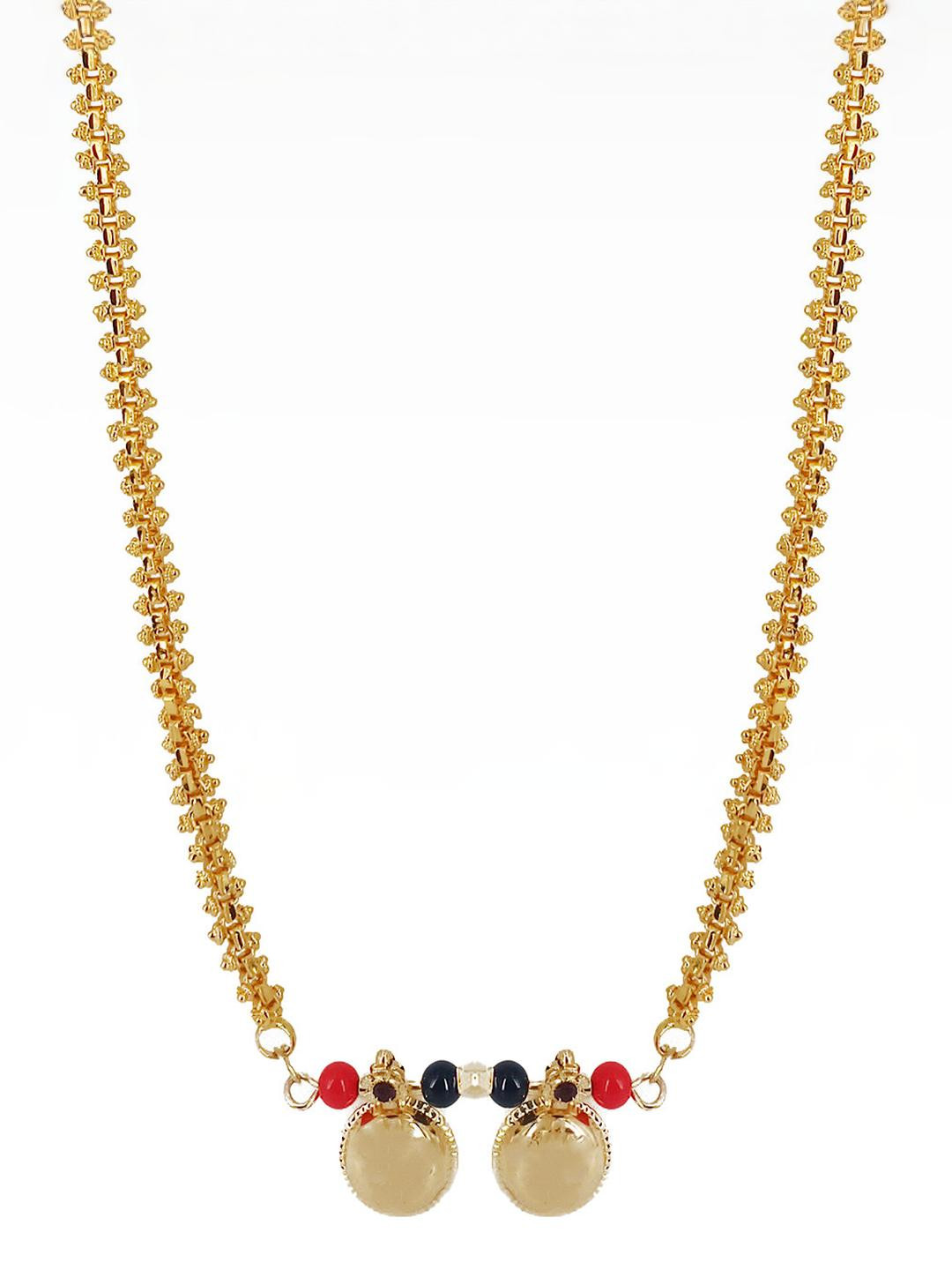 SHANKHRAJ MALL Women Pack Of 2 Gold-Plated Artificial Beads Slip-On Mangalsutra