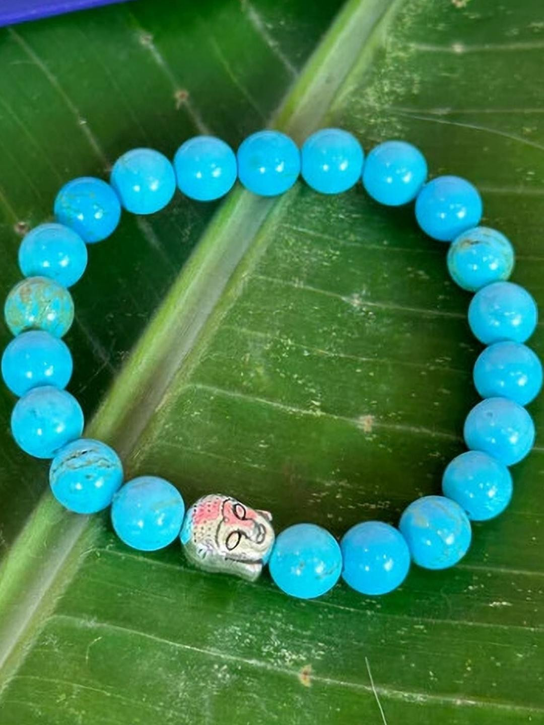 VIBESLE Unisex turqoise-b-budha Artificial Beads Bracelet