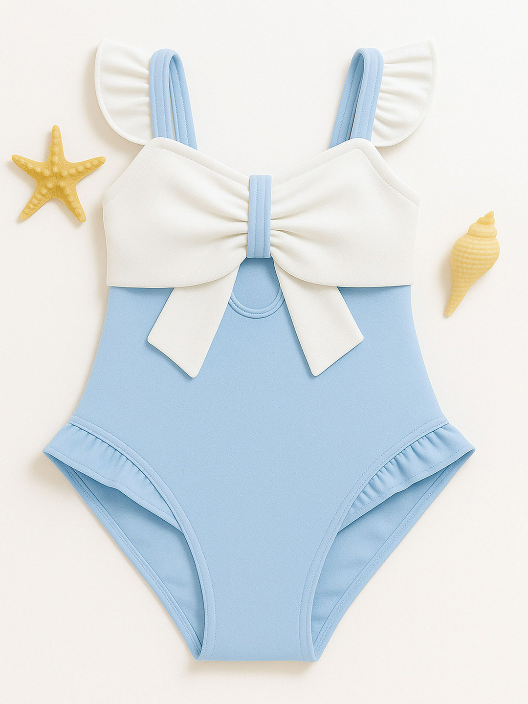 bubble berry Girls Ruffle Trim Swim Bodysuit