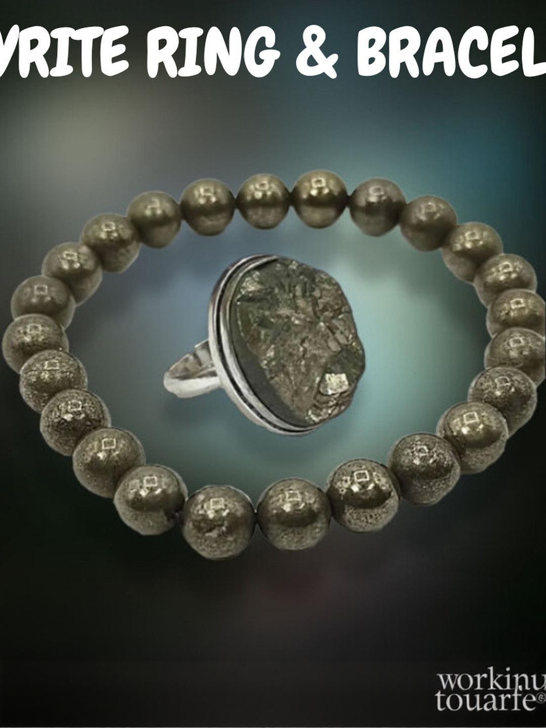 VIBESLE Unisex Crystals Ceramic Elasticated Bracelet with Ring