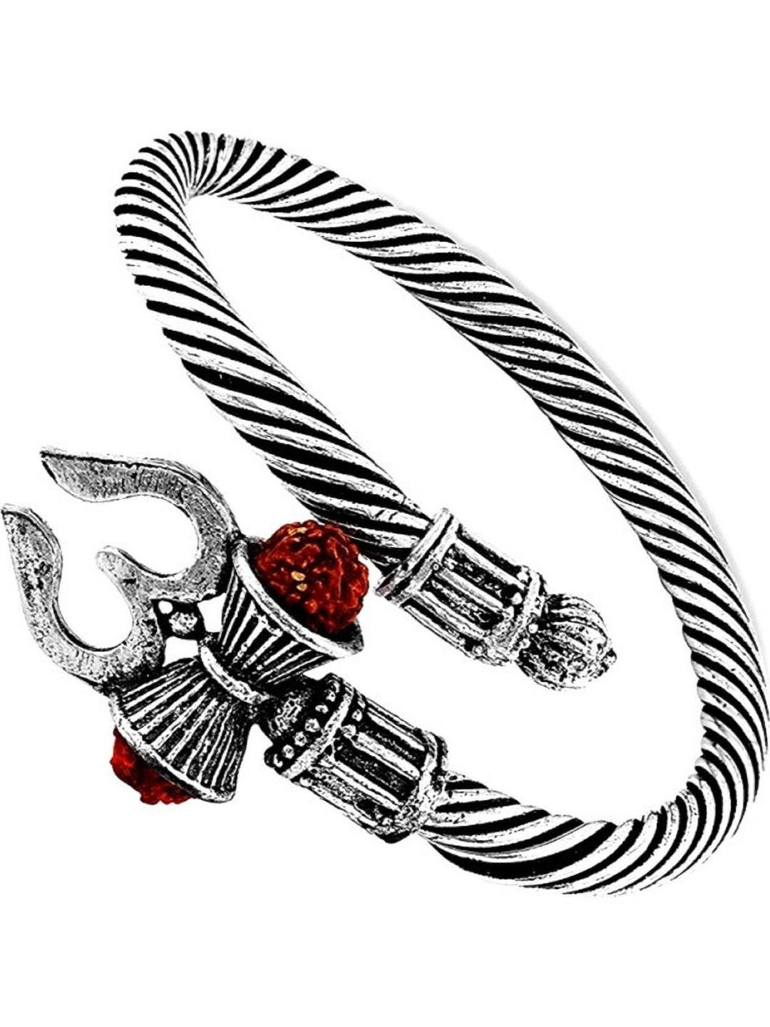 Dynamic Retail Global Men's Silver Pleated Rudaksh Bracelet