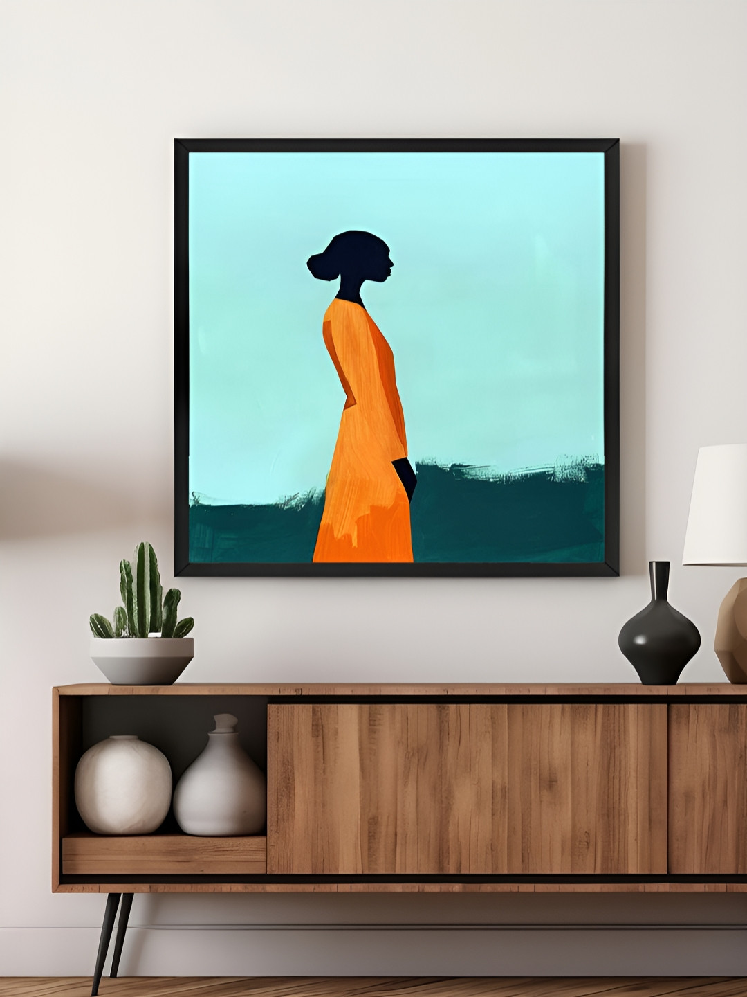 999Store Blue & Green Modern African Girl Canvas Wall Art