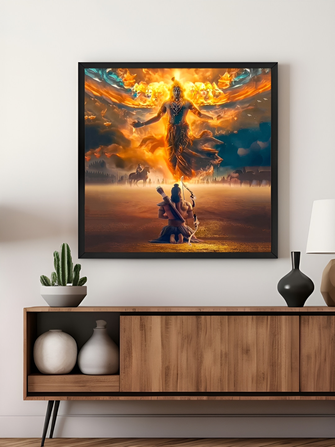 999Store Orange & Blue Canvas Krishna Divine Religious Wall Art