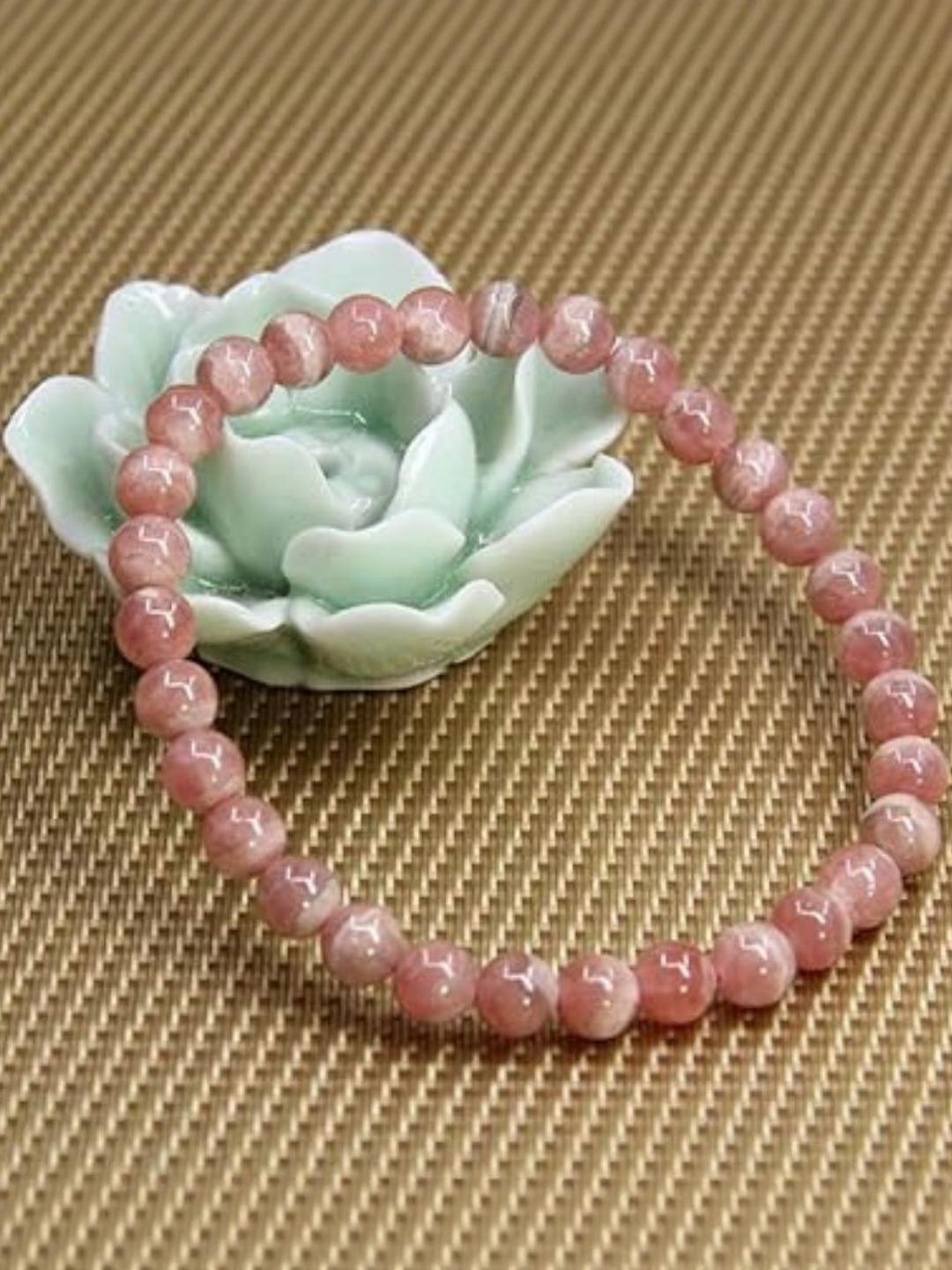VIBESLE Adult Rose Rhodochrosite Crystal Bracelet