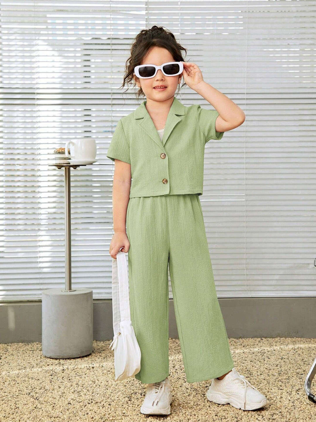 Katalyn Girls Short Sleeves Shirt With Trousers