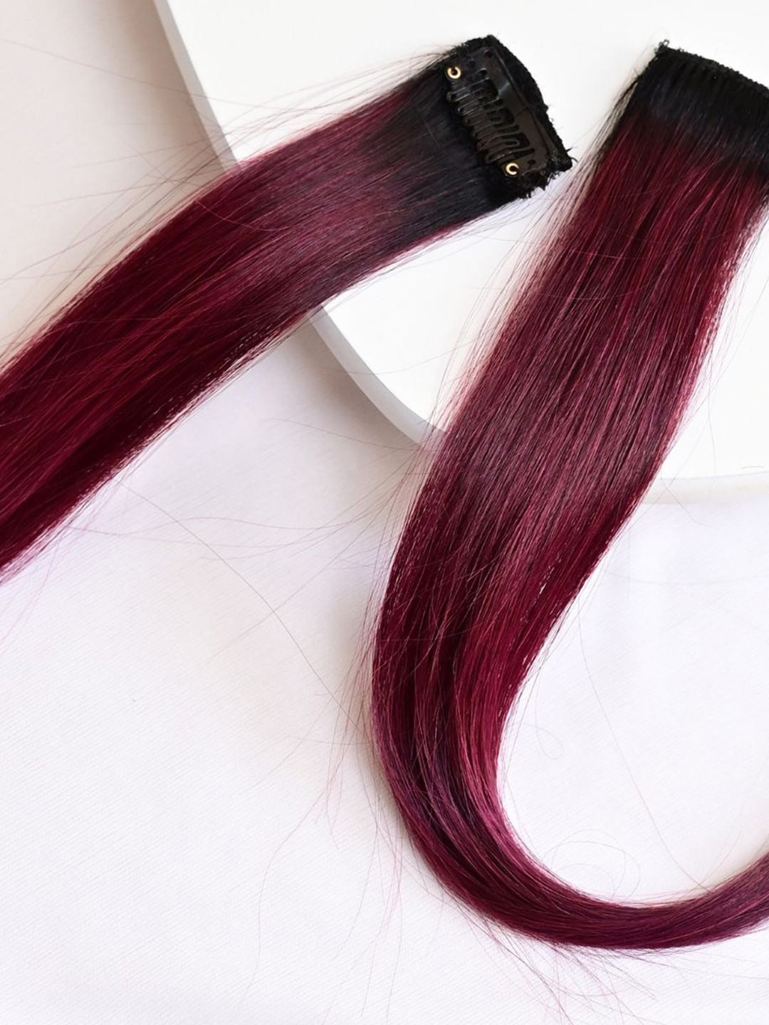 The Shell Hair Clip In Straight Colored Strand Hair Extension - Hot Plum - 14 Inch