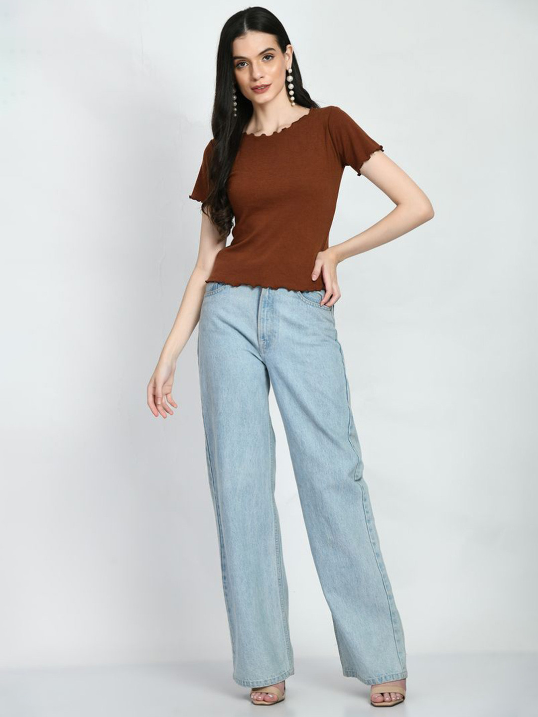 Brainbees Classic Fabulous Women Ribbed Round Neck Regular Top