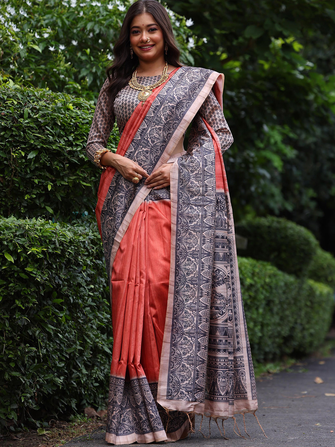 Pandadi Saree Ethnic Motifs Designer Tussar Sarees With Matching Blouse Pi