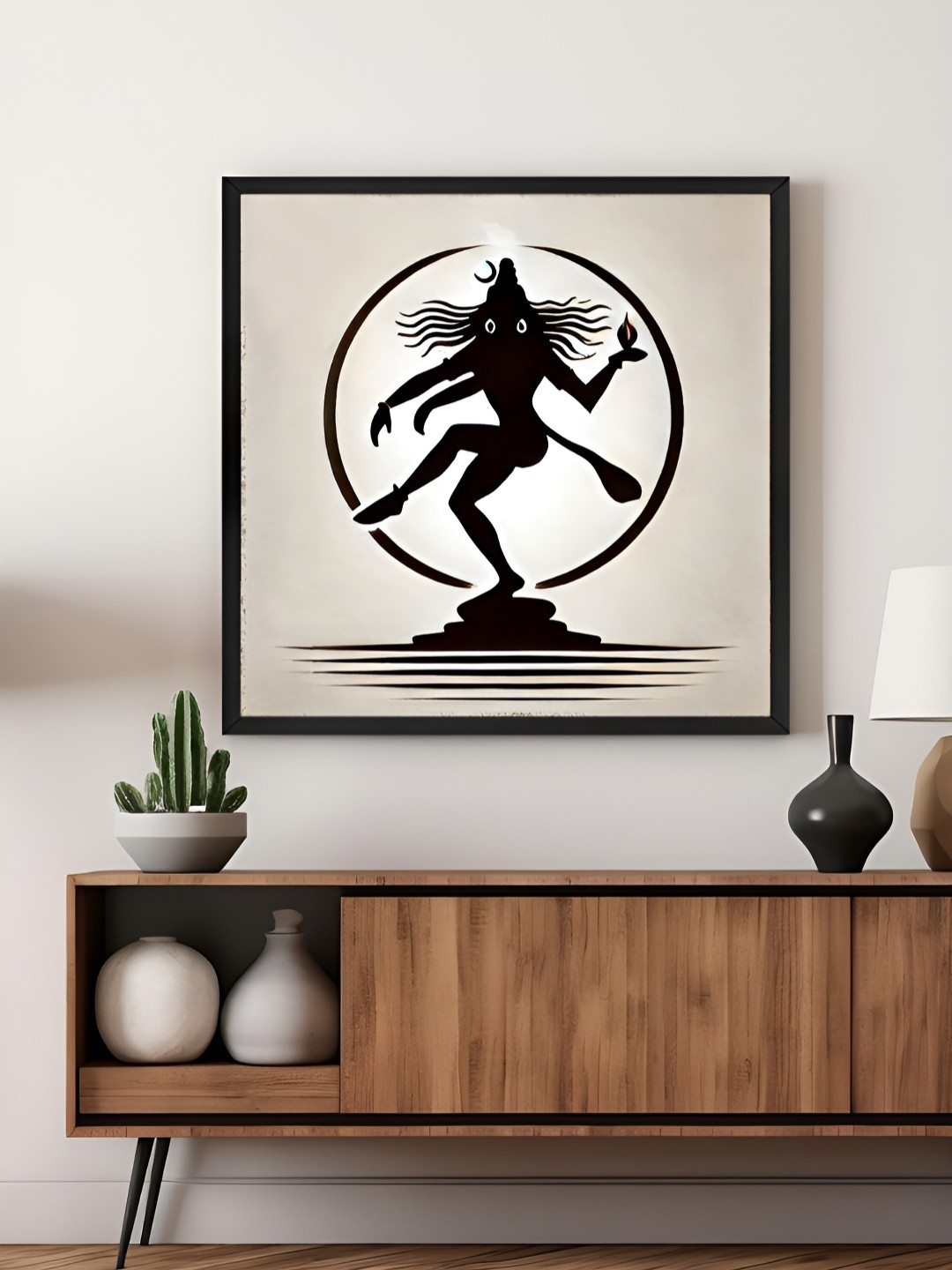 999Store Black & White Lord Nataraja Printed Canvas Wall Art