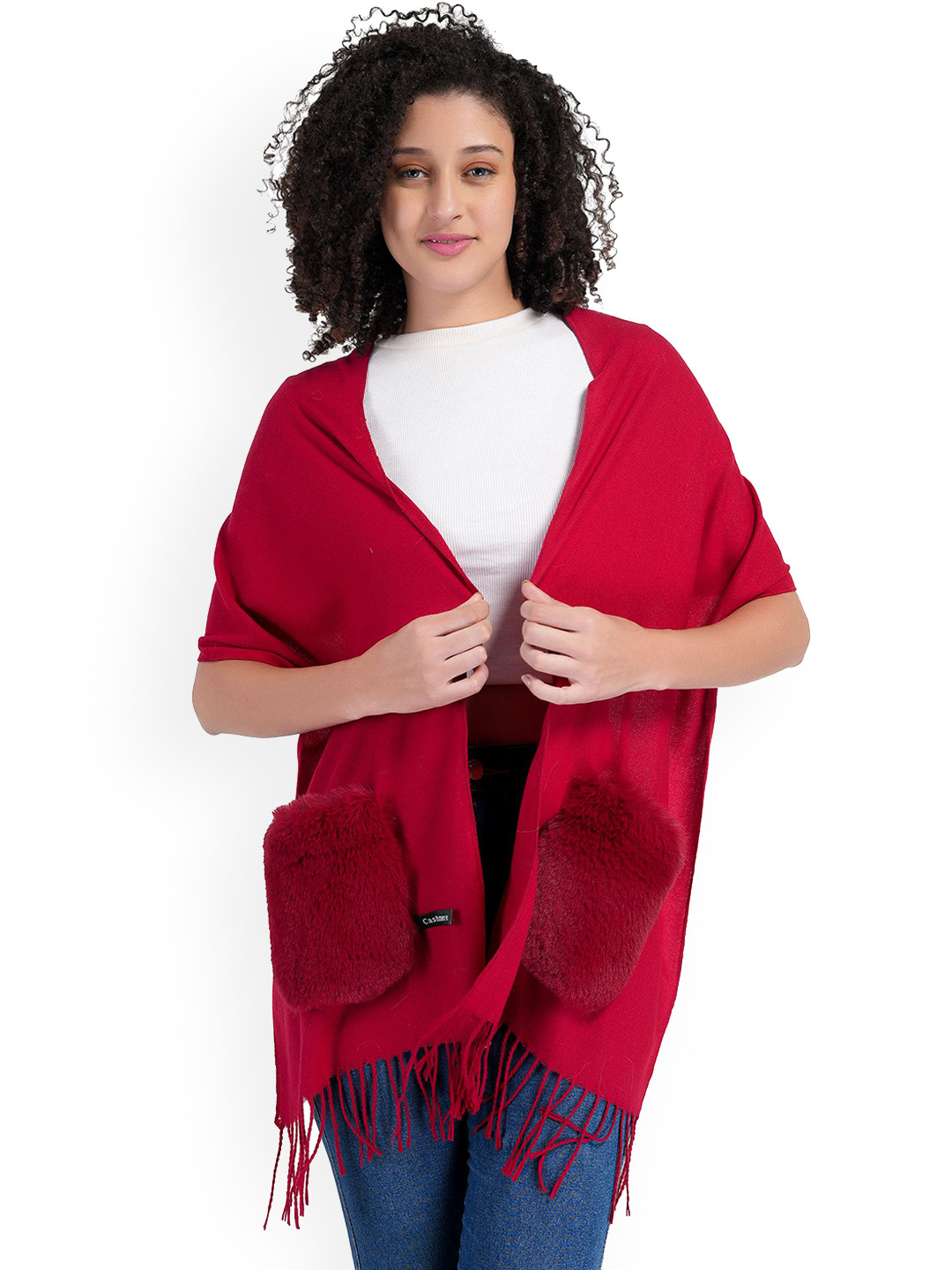 Manra Women Acrylic Mufflers With Tassel Border