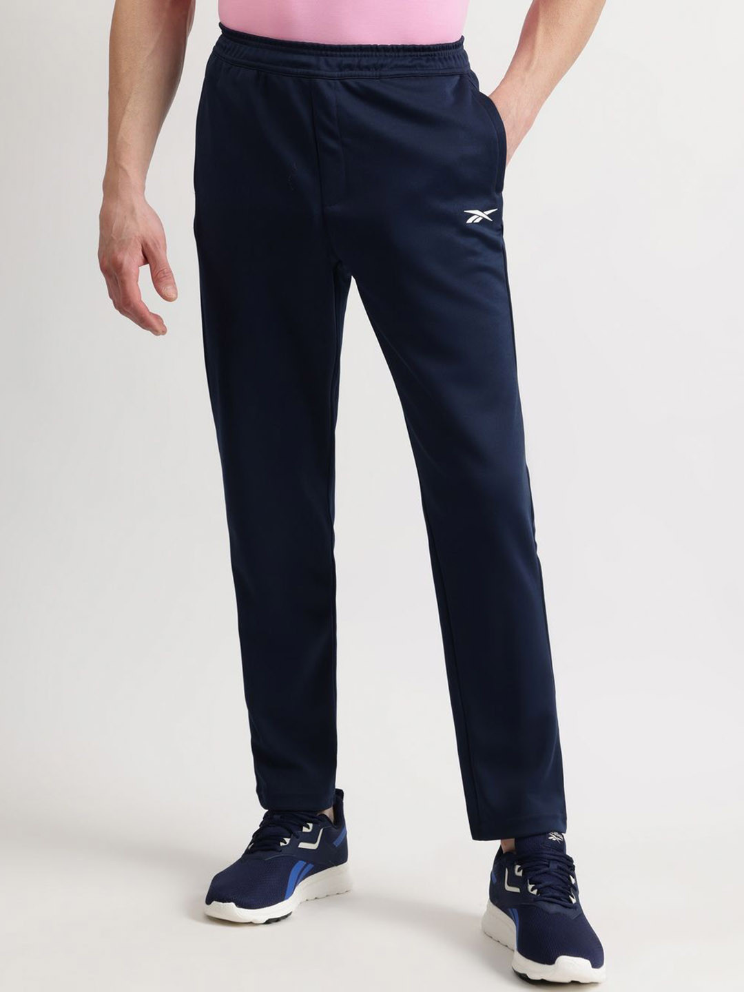 Reebok Men Brand Logo Printed Mid Rise Track Pants