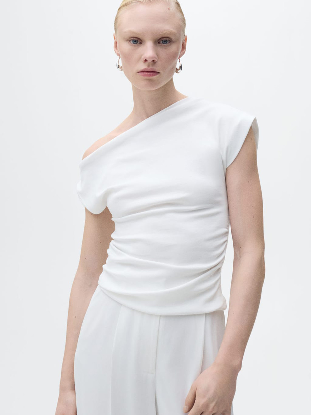 MANGO One Shoulder Extended Sleeves Top