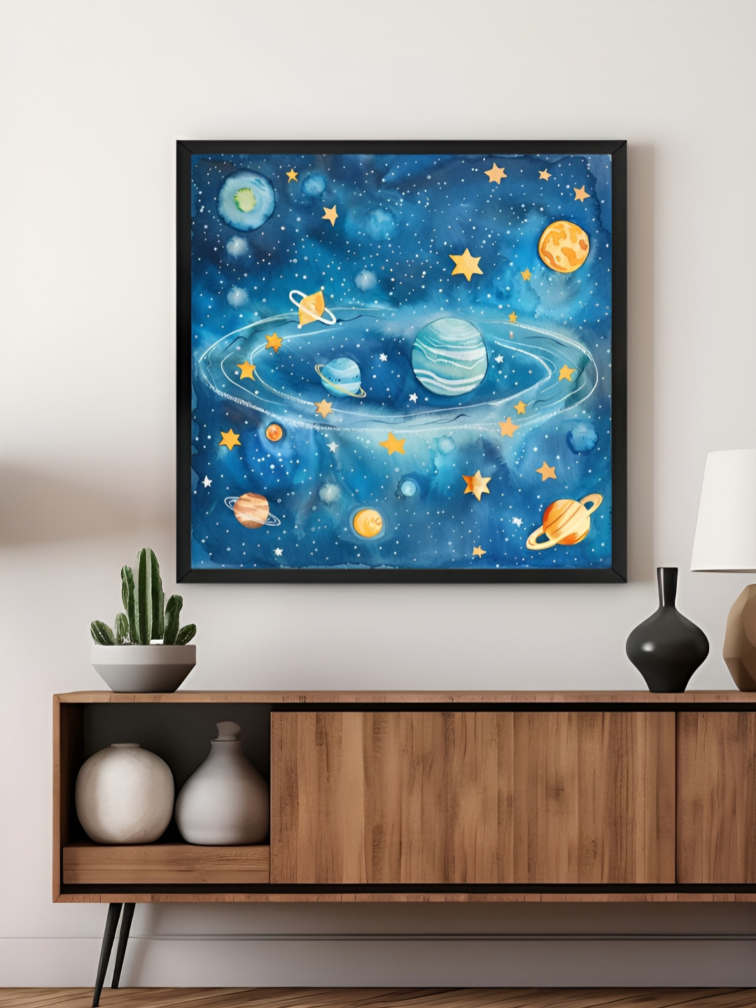 999Store Blue & Yellow Galaxy & Space Canvas Wall Art