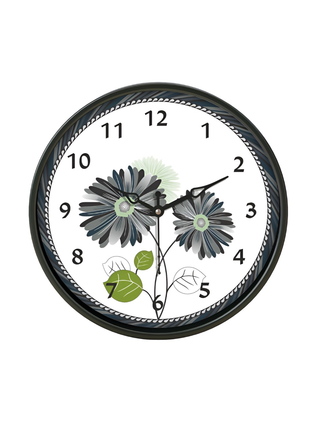 Aura White & Black Printed Traditional Wall Clock