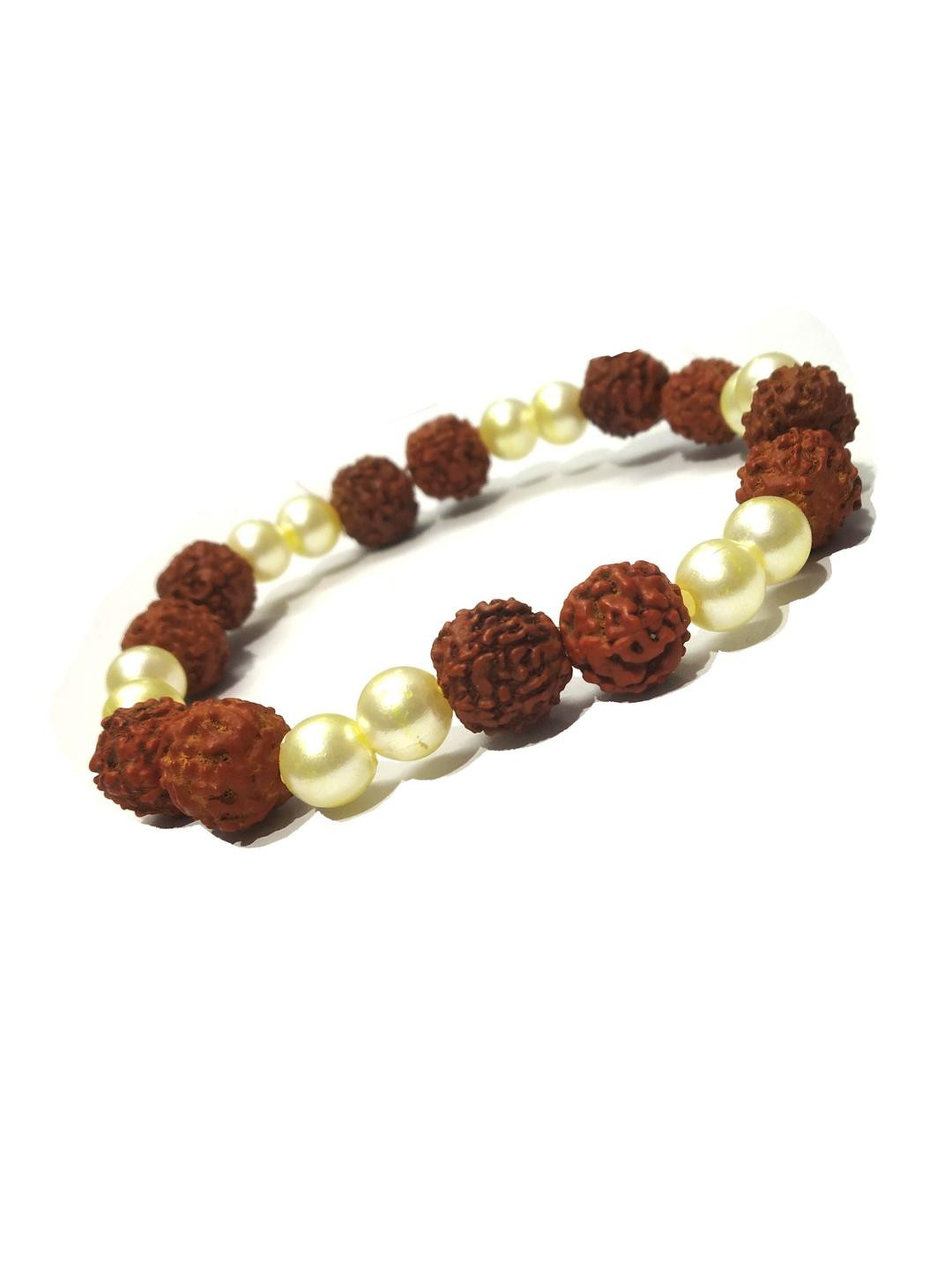 Divine souvenirs Unisex Woooded Artificial Beaded Elasticated Bracelet