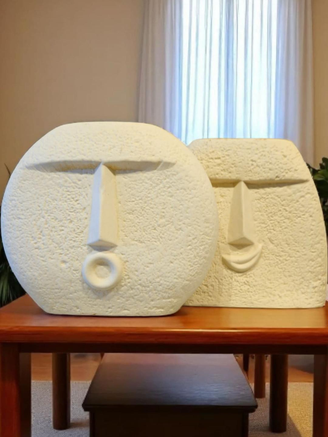 ARTISANS BAZAR Set Of 2 Ceramic Face Shape Flower Vase