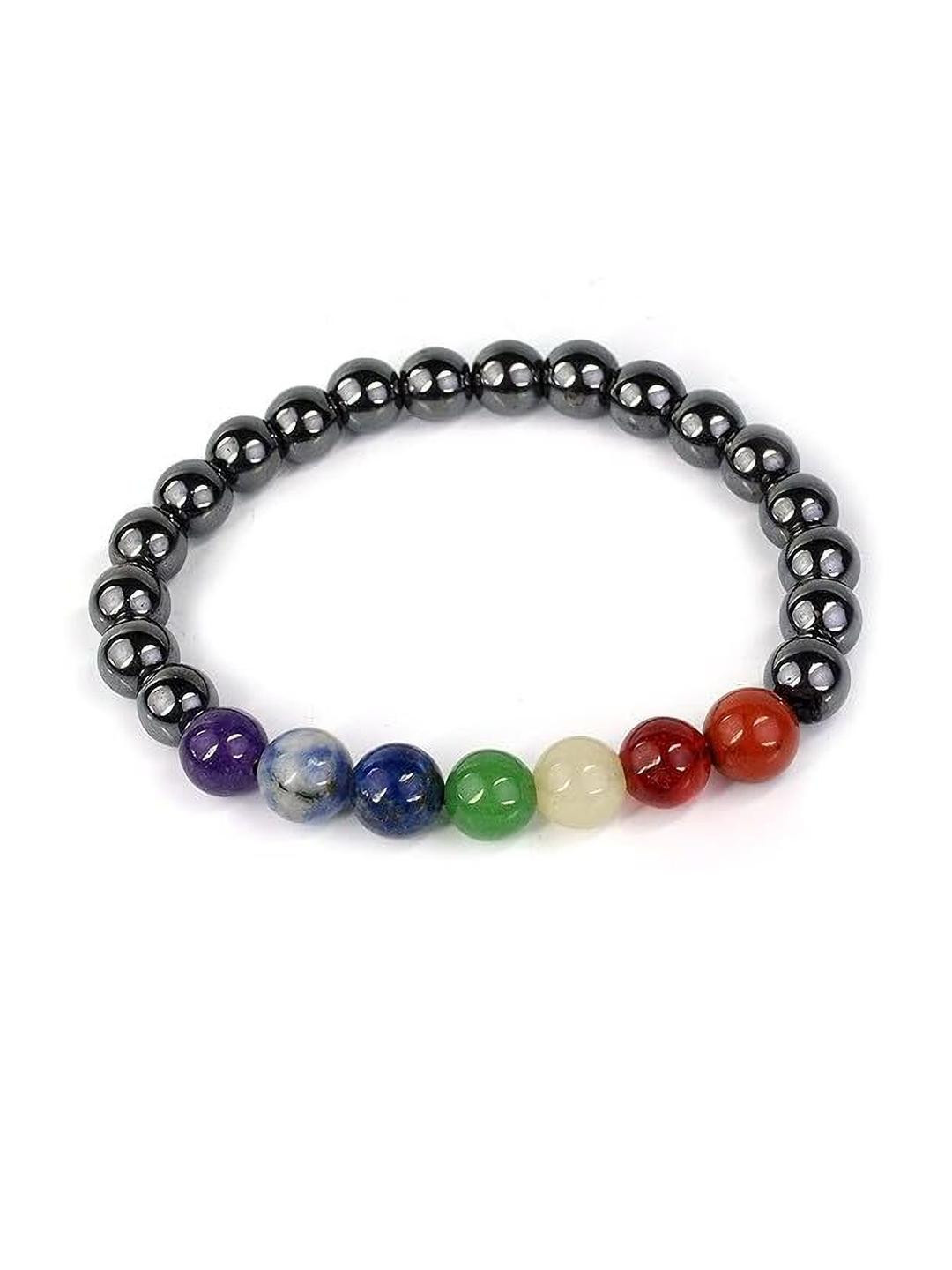 VIBESLE Adult 7 Chakra Hematite Crystal Beaded Bracelet