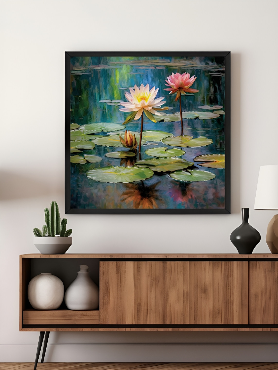 999Store Blue & Green Tranquil Water Lily Canvas Wall Art