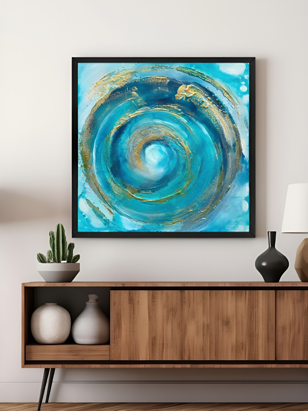 999Store Blue & Green Canvas Swirling Vortex Wall Art