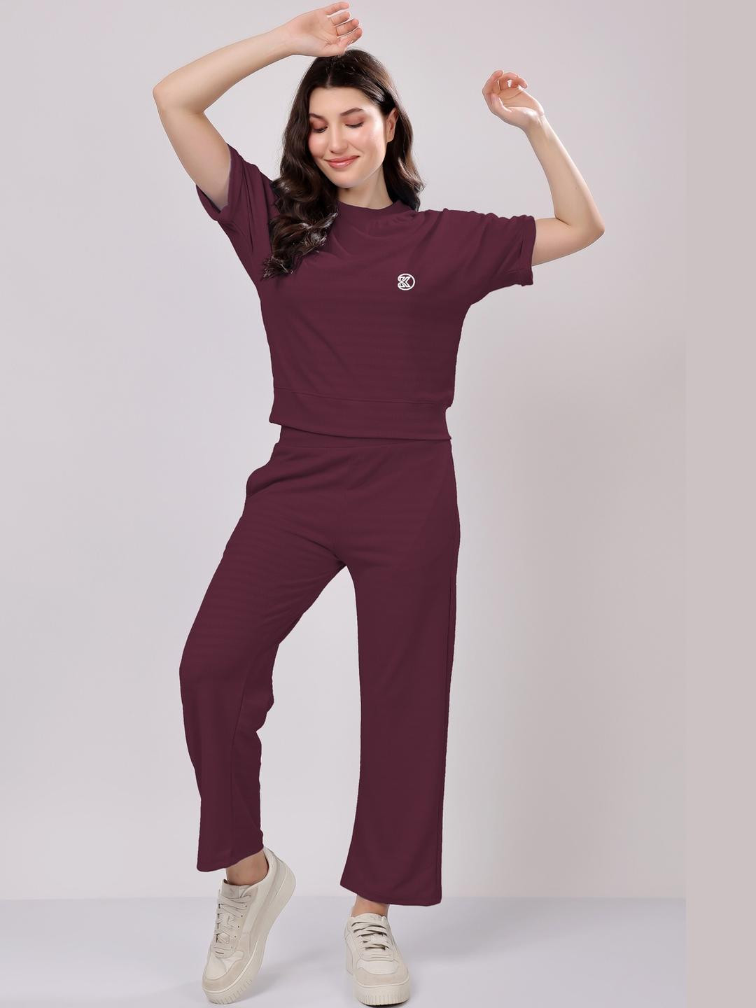 FITIN OUTFIT Women Maroon Night suit
