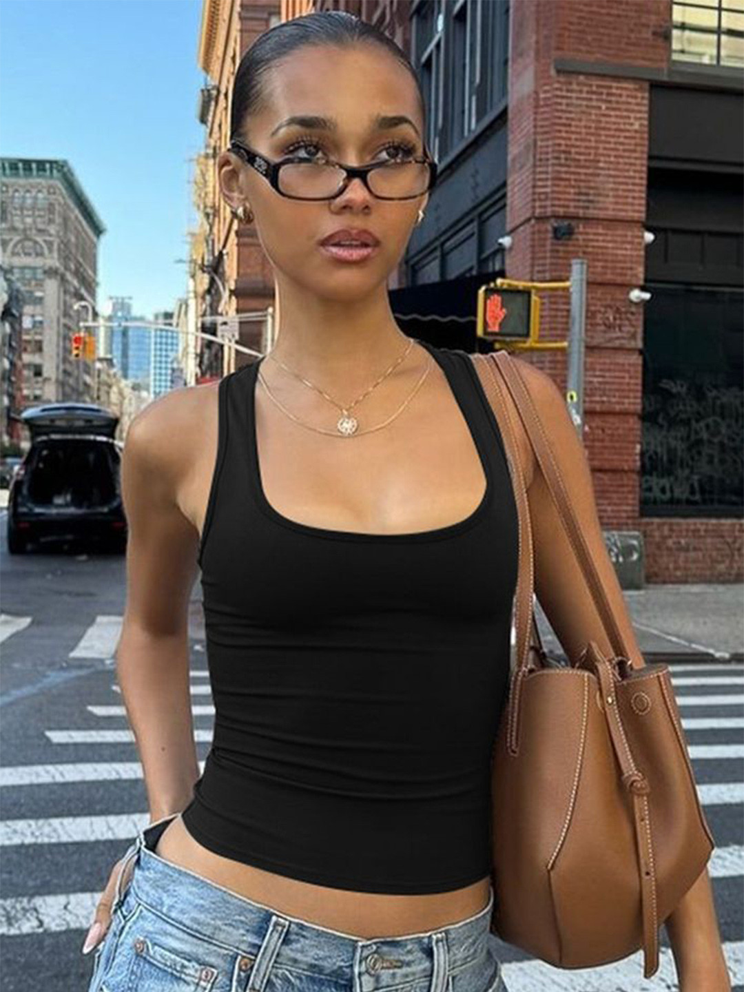 LULU & SKY Ruched Fitted Tank Crop Top