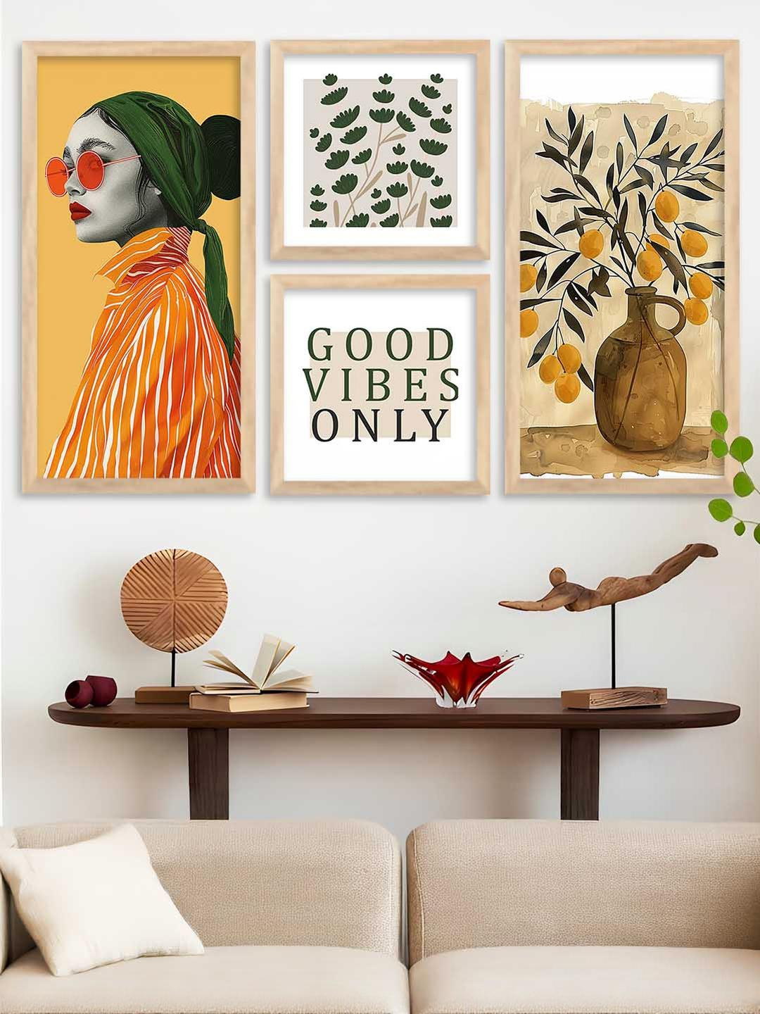 WALLLANE Modern Wall Art Poster With Frame (Set of 4 Frames)